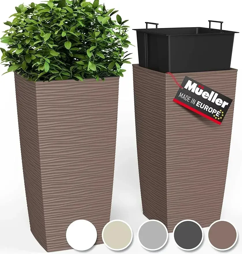 

Janska by Mueller M-Resin Heavy Duty Tall Planter, Indoor/Outdoor Grande Plant, Tree, Flower Pot, 2-Piece Set, 27.5”