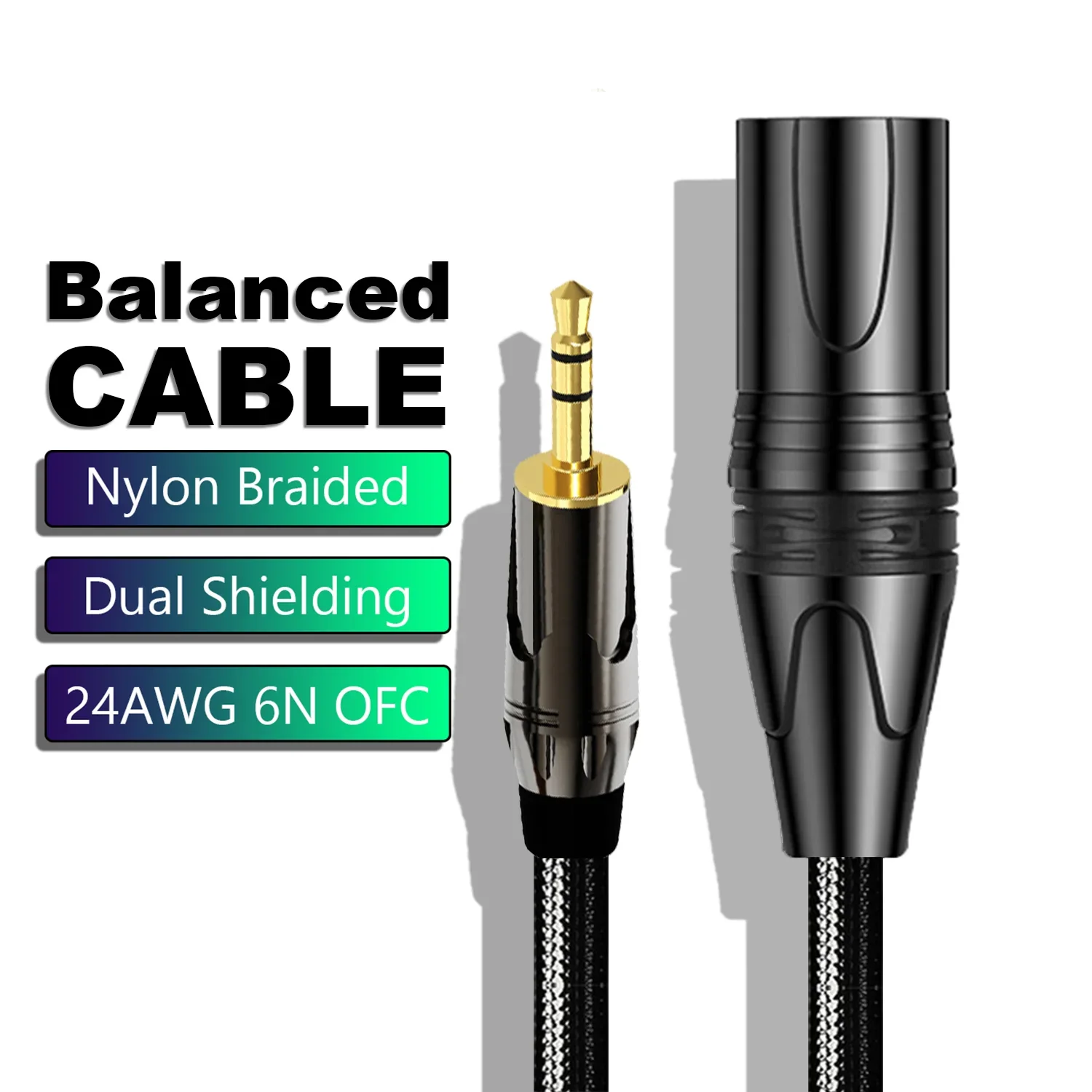 XLR To 3.5mm Balanced Cable 3.5mm TRS To Xlr Male Stereo Microphone Cable Mic Cord for Computer Laptop Recording Device Etc