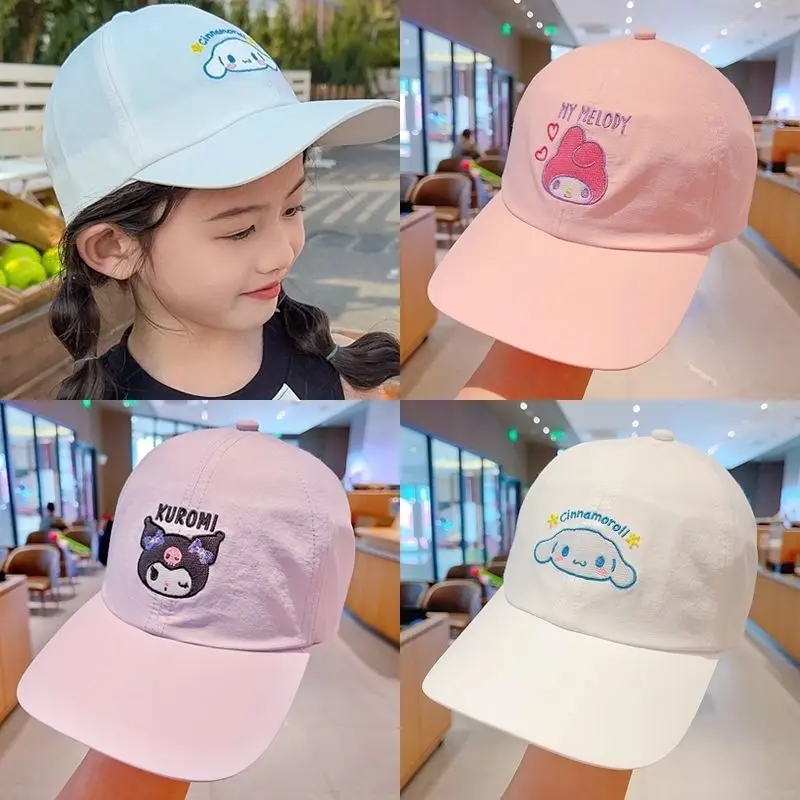 

Hot Sanrio Children Cartoon Baseball Cap Hello Kitty Kuromi Girl Fashion Kawaii Sun Hat Anime Four Seasons Motion Casquette New