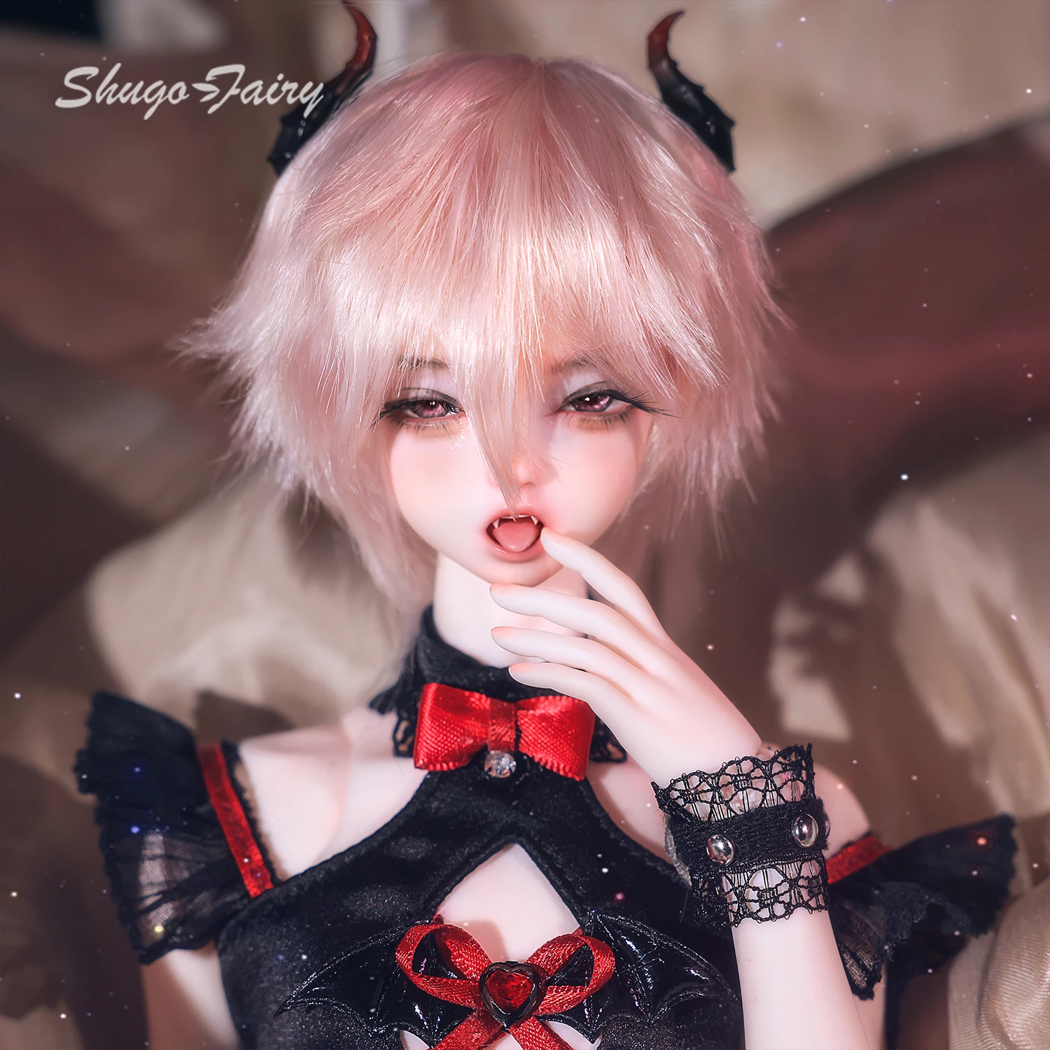 BJD 1/4 Chaelor A ShugaFairy Fullset Resin Demon Fang Magnetic Horns Collectible MC Ball Jointed Doll Unique Toy Gift