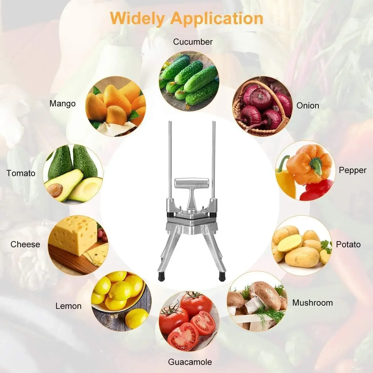 Commercial Vegetable Fruit Chopper W/6-Wedge Slicer&1/4″&3/8″&1/2