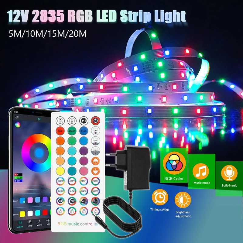 2835 RGB LED أضواء شريط النيون الموسيقى Sycn APP التحكم أضواء أضواء مرنة المطبخ أضواء الحفلات المحيطة عطلة أضواء ديكور