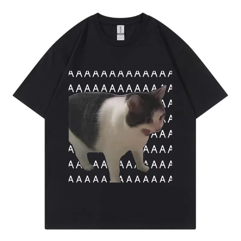 

Sad Crying Cat Funny Meme T-Shirt High Quality Fashion Short Sleeve T Shirts Summer Casual Pure Cotton Oversized T-Shirts Unisex