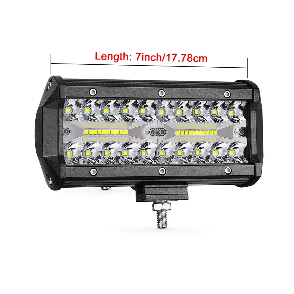 7inch Waterproof LED Light Bar 120W 40Leds Driving Offroad Boat CarS Tractor Truck LED Light Bar SUV ATV Spot Light Flood Lights