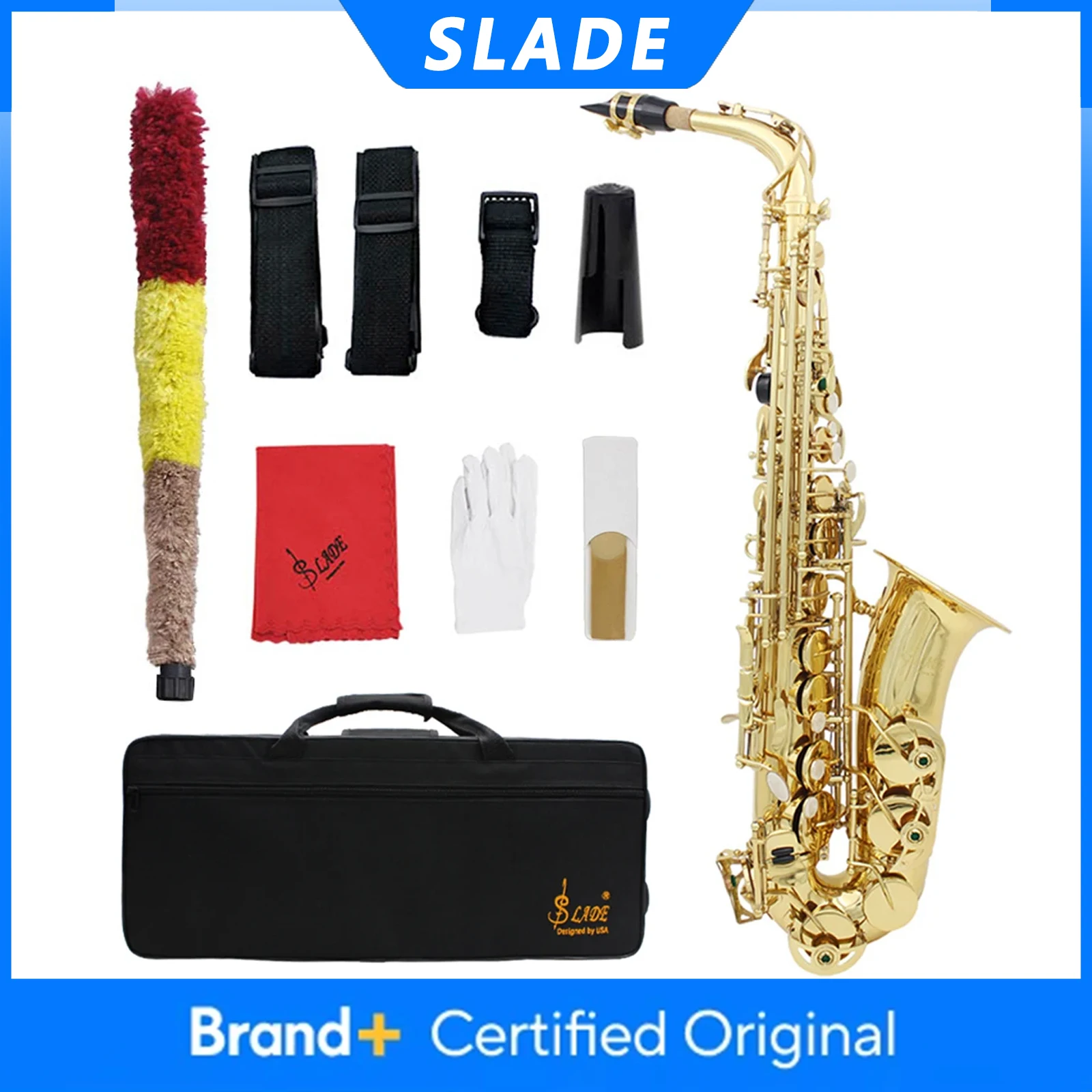 

SLADE WSS798 Alto Saxophone Brass Body Eb Sax Professional Woodwind Instrument with Saxofone Case Reeds Gloves Parts Accessories