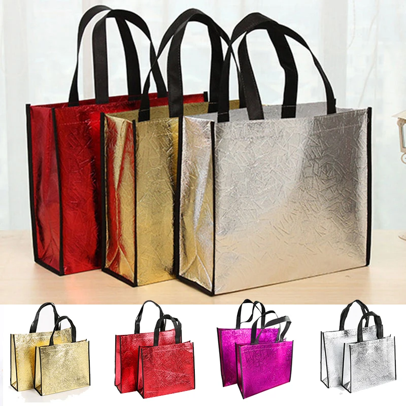 1PC colorato Eco Shopping Bag maniglia abbigliamento cliente borsa impermeabile Wedding Business Christmas Party Gift Packaging Bags