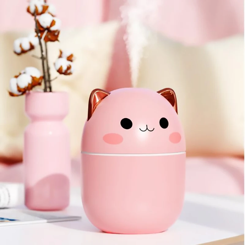 220Ml Air Humidifier น่ารักสัตว์เลี้ยงมินิขนาดเล็กน้ำมันหอมระเหยความคิดสร้างสรรค์หมี USB LED Night Lamp
