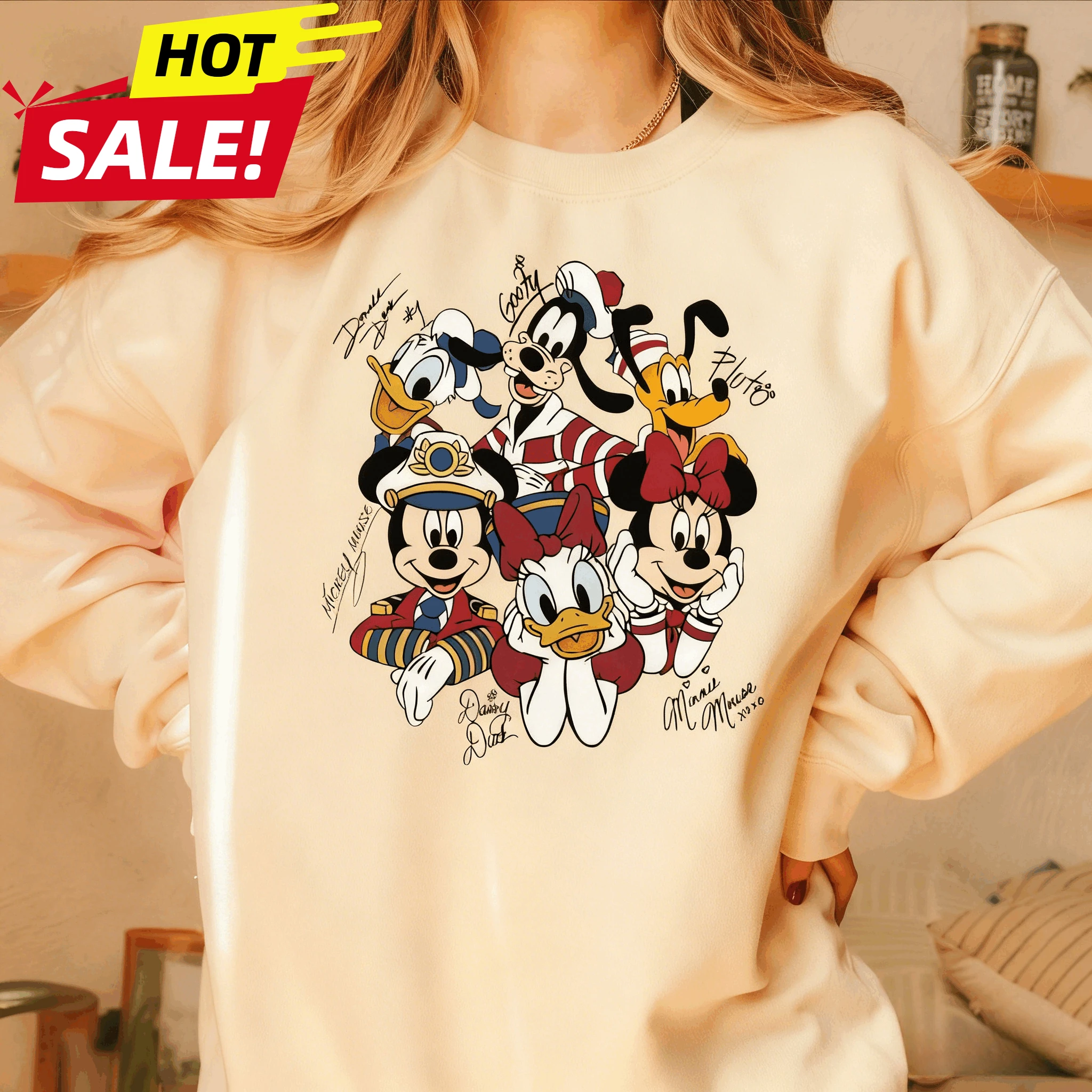 Disney minnie mickey menino menina inverno tripulação pescoço camisola família pai-filho oversized das mulheres dos homens oversized hoodie mangas compridas topo
