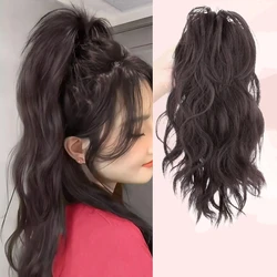 Fashion High Long Wavy Fountain Ponytail Extensions  Synthetic Clip in Pony Tails Hairpieces for Woman Daily Use Wear Easy