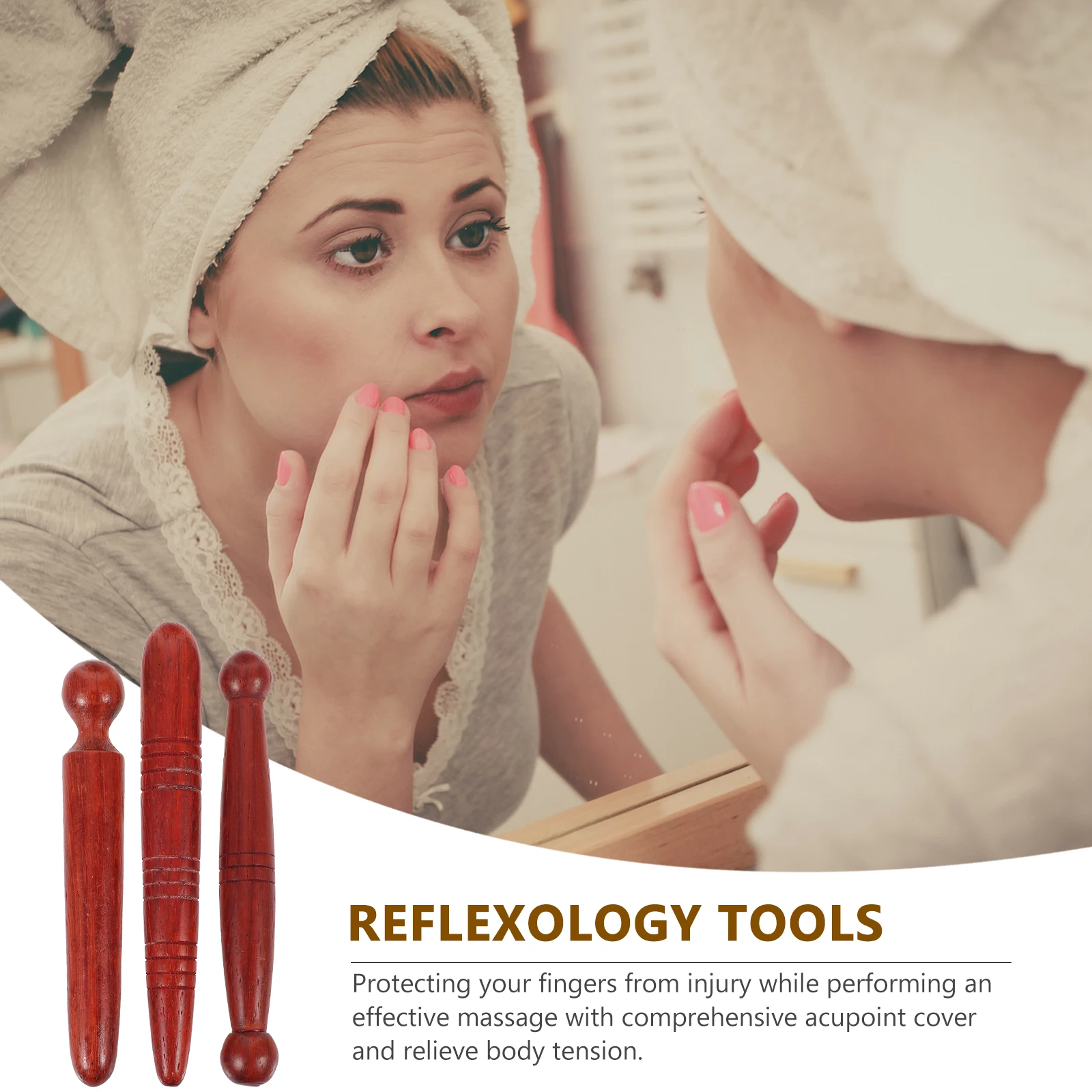 

3pcs Wooden Massage Tools Natural Wood Foot Massager Stick Reflexology Tool Manual Acupressure Roller Body Tension Relief