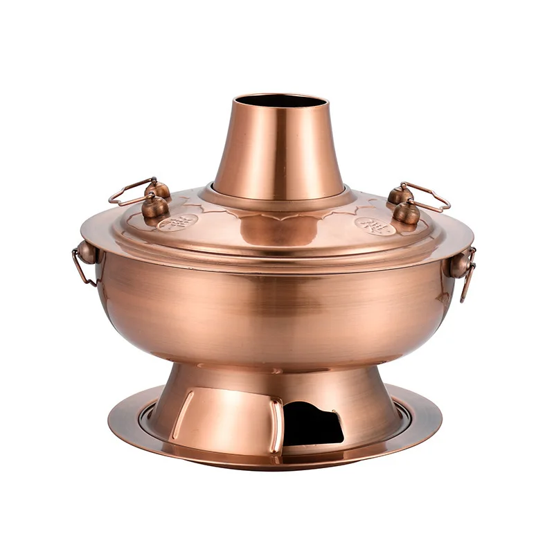 Old Beijing copper pot, stainless steel charcoal commercial red copper hot pot