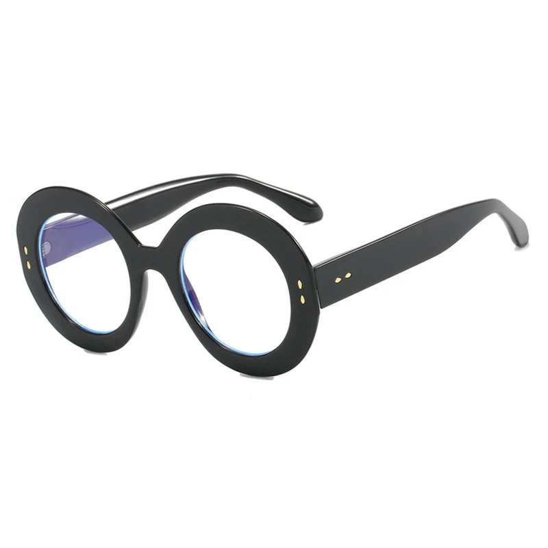 Retro Brand Design Round Thick Edge Leopard Large Femal Frame Photochromic Anti Blue Light Women Reading Glasses Degree 0~+600