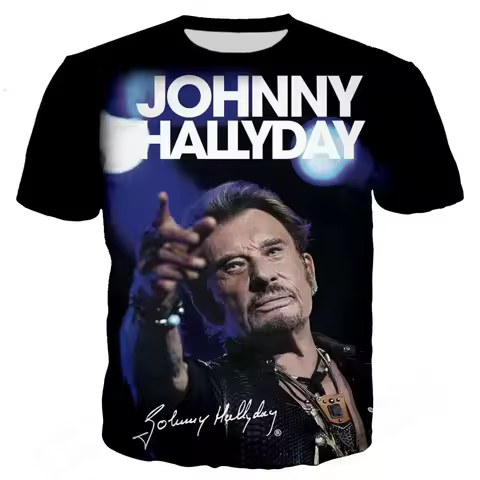 2025 Popular Singer Johnny Hallyday 3d Printed T-shirt Men Women Fashion Casual Short Sleeve T shirt Rock Hip Hop Tops Tees New