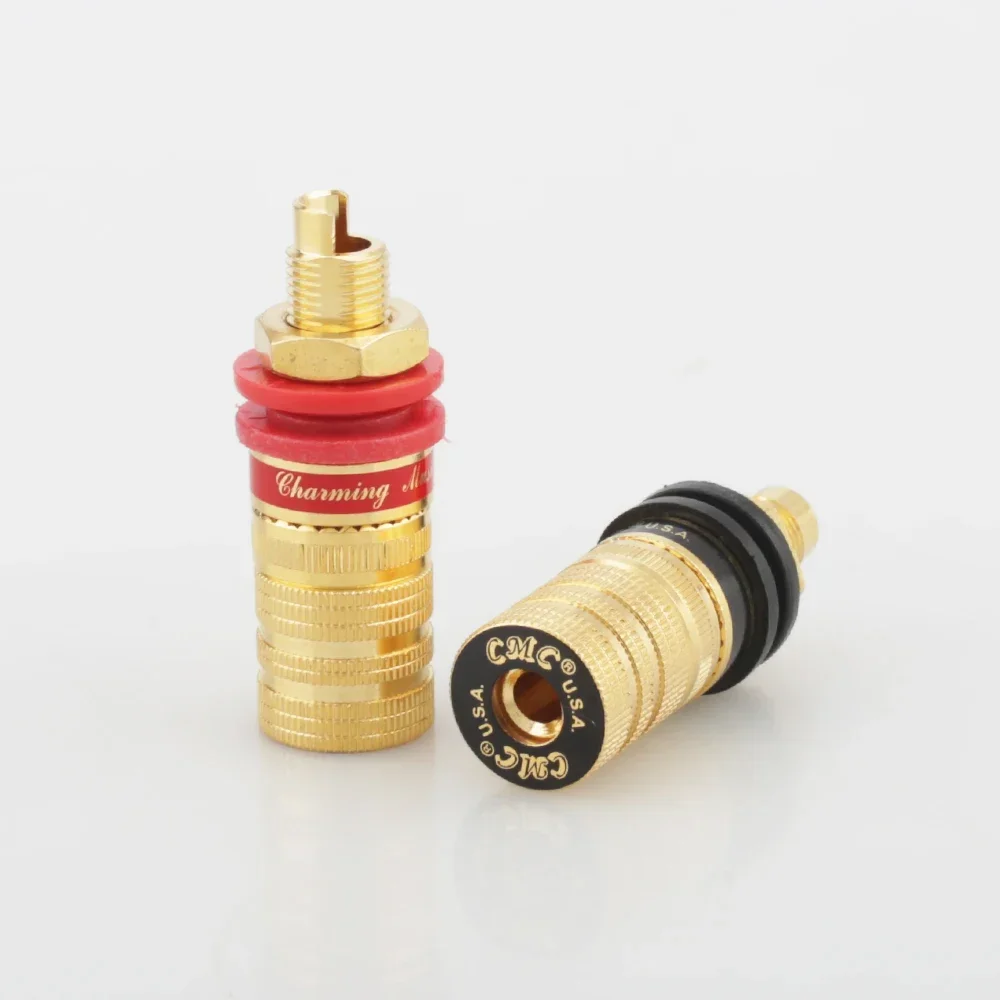 4PCS High- End CMC-838-S 24K Gold plated Copper Conductor Short Long Binding Post HIFI Speaker Terminal jack