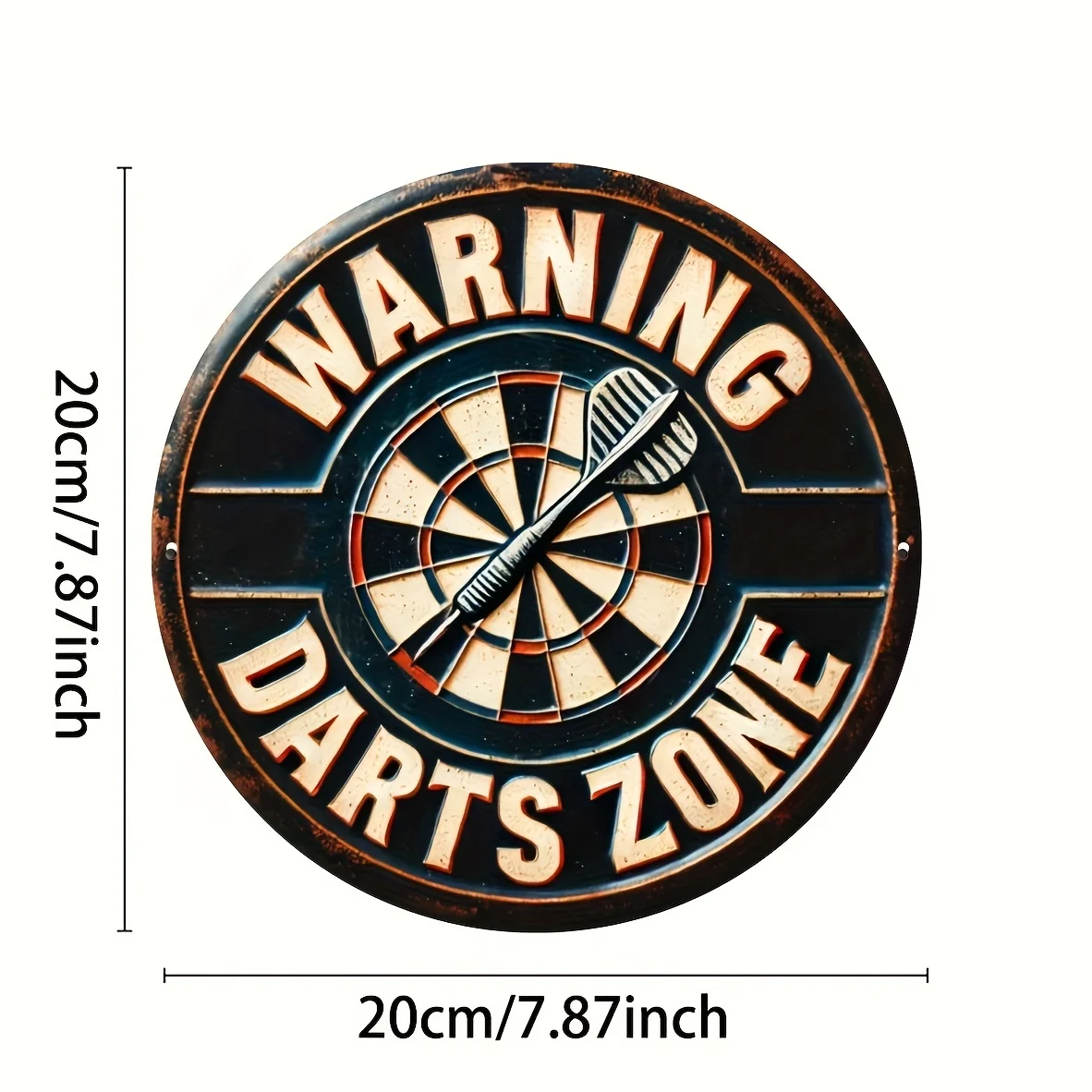 2D Flat, 1pc Vintage Darts Zone Metal Sign - 8x8 Inch Retro Dartboard & Microphone Wall Art, Durable Iron Decor for Bars, Cafes, - view 6