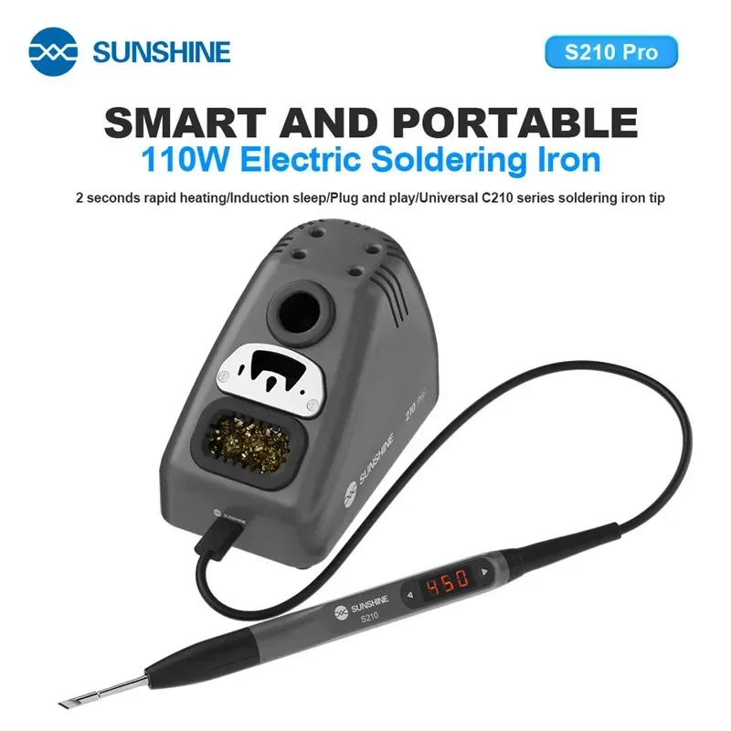 SUNSHINE S210 Pro Intelligent Welding Station LED LCD Display100-450℃ Free Temperature Control Quick Heating Soldering Iron