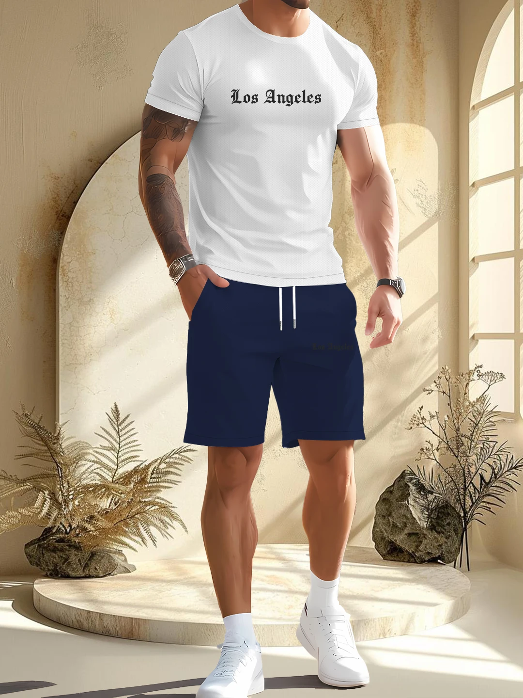 

Summer Men's Sets Fashion Tracksuit Men Short Sleeve T Shirts+Sport Shorts Suit Men Casual Men Clothing