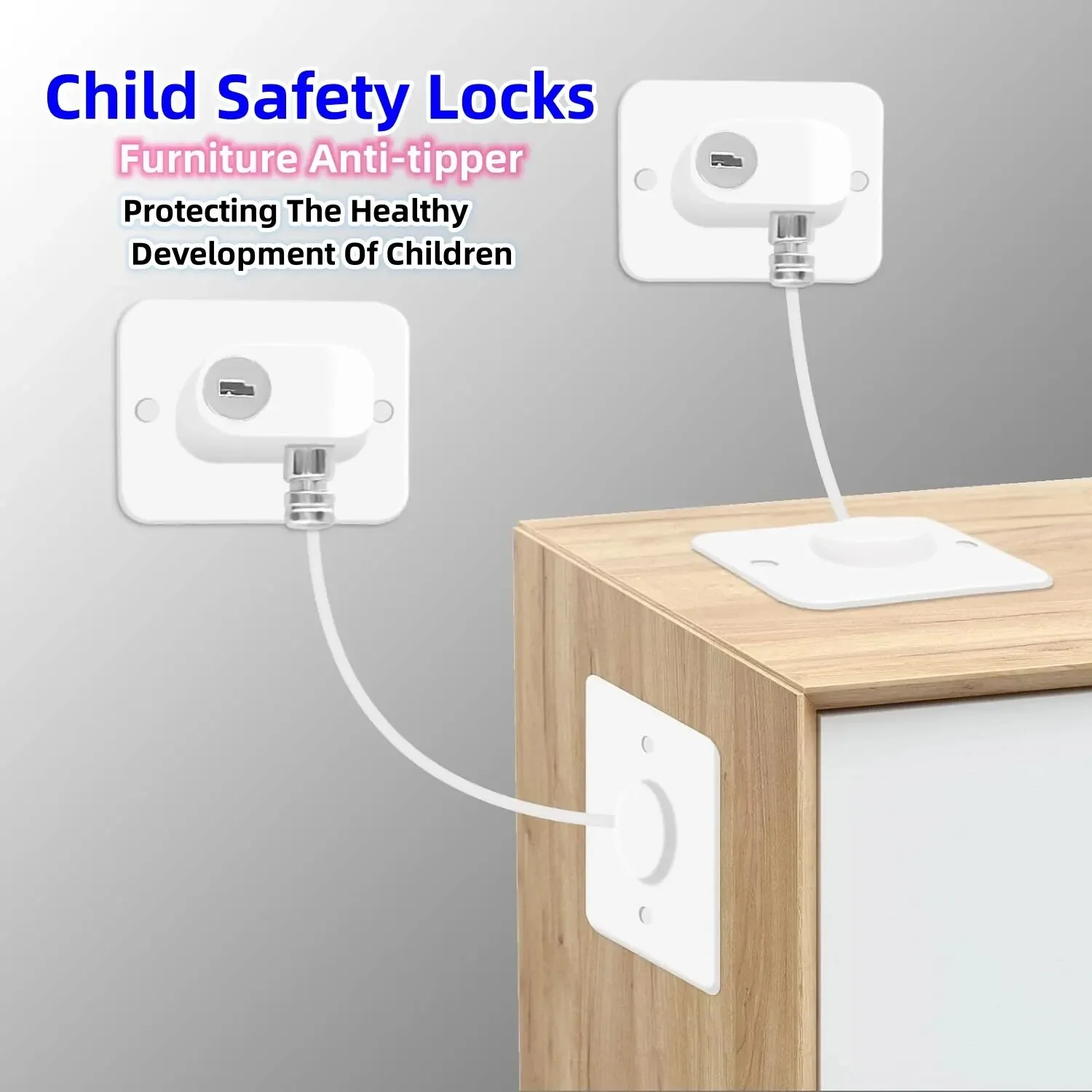 Multi-function Window safety lock limiter Adjustable No punching required Drawer Lock Childproofing Guard Metal Lock With Key