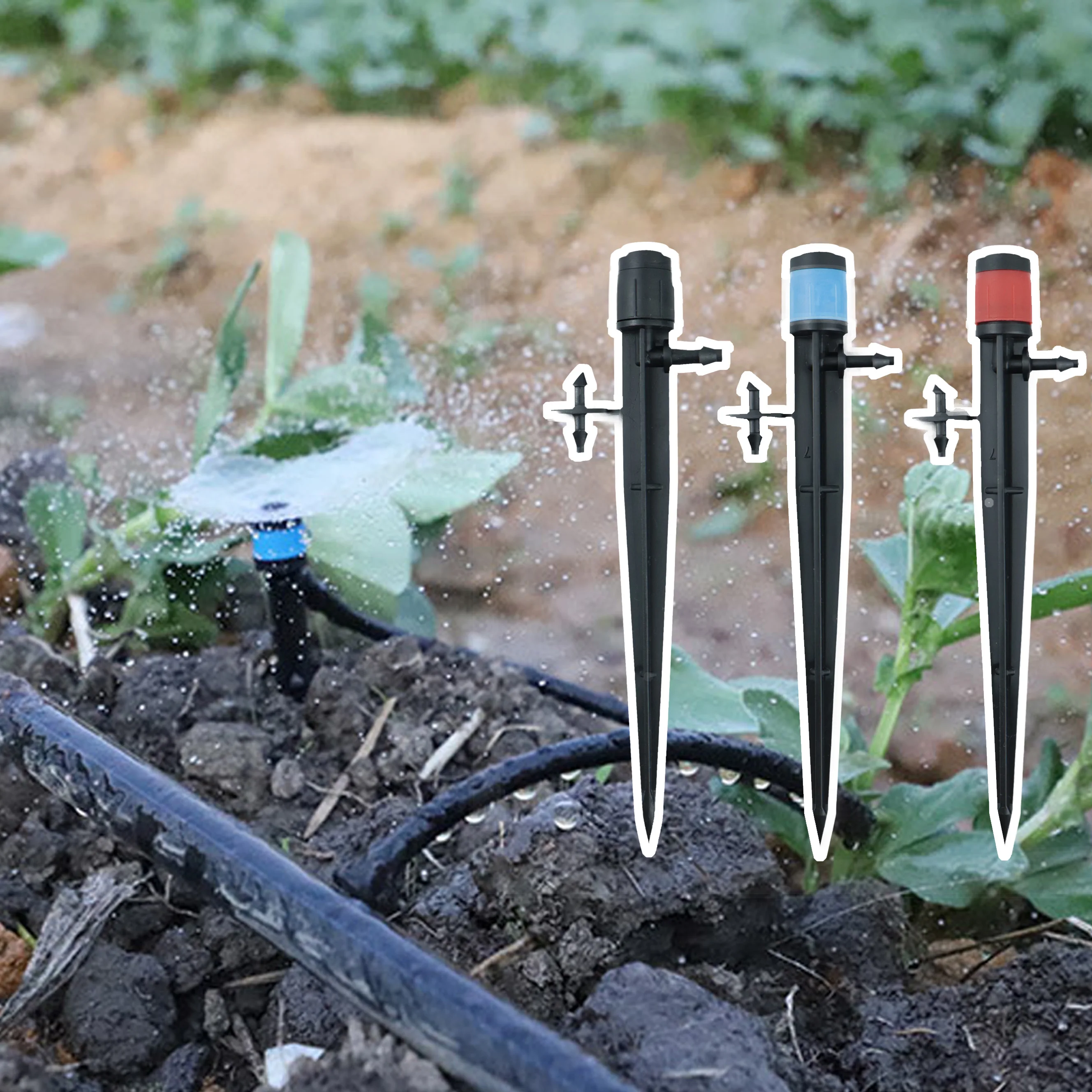 

500 шт., 13 см, регулируемая садовая капельница, фонтан в горшке, 4/7 мм, насадка для шланга, колышек, излучатель, разбросающий барботер, капельница