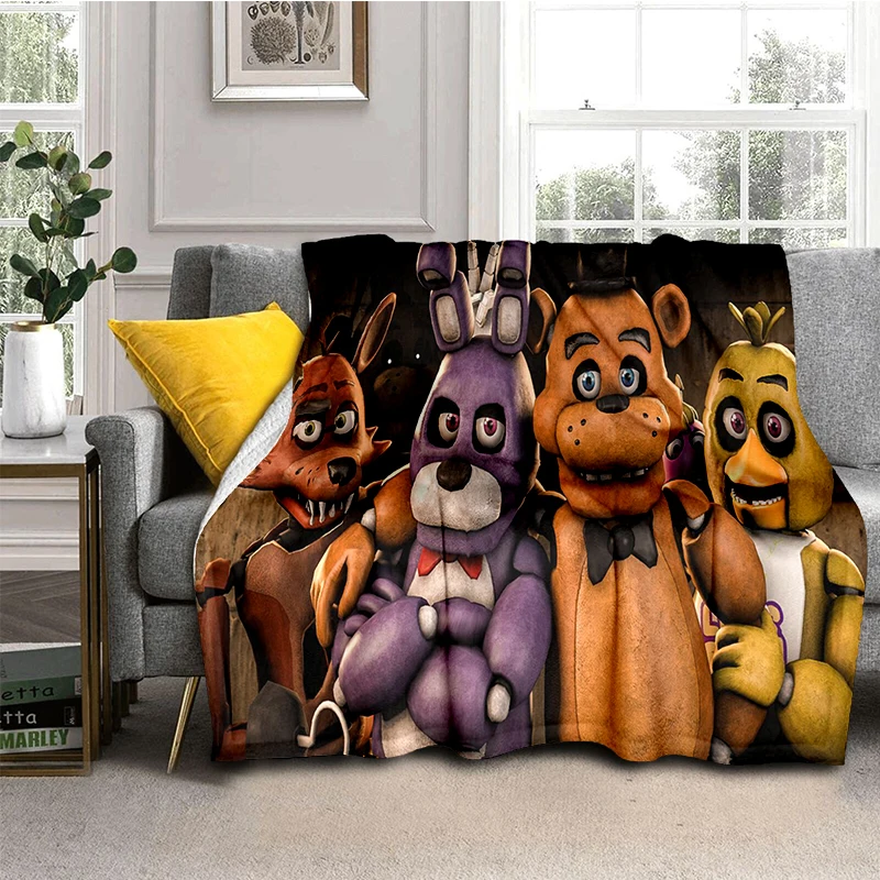 Horrorspiel F-FNAF Freddy Movie Flanelldecke, weiche, warme Überwurfdecke für Schlafzimmer, Wohnzimmer, Bett, Reisen, Camping, Picknick, Geschenk