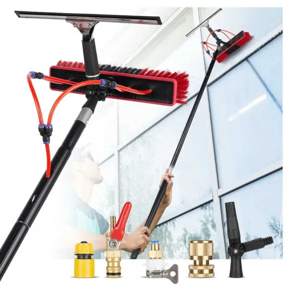 for Solar Panel Cleaning Kit 26-60 FT Window Cleaning System for High Reach Glass Washer Brush Tool for Home Roof Car Wash