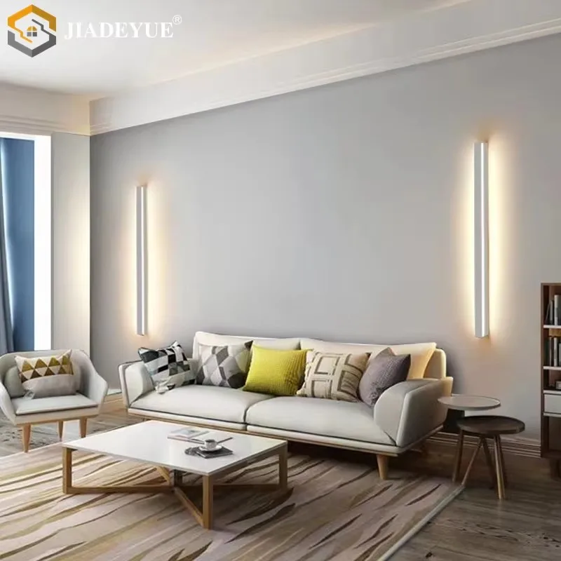 Lampu dinding panjang garis minimalis Nordic lampu dinding interior ruang tamu samping tempat tidur led putih