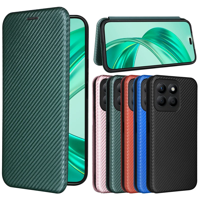 For Honor X8b 4G Case Luxury Flip Carbon Fiber Skin Magnetic Adsorption Case For Huawei Honor X8b honorX8b 4G Phone Bags 6.7