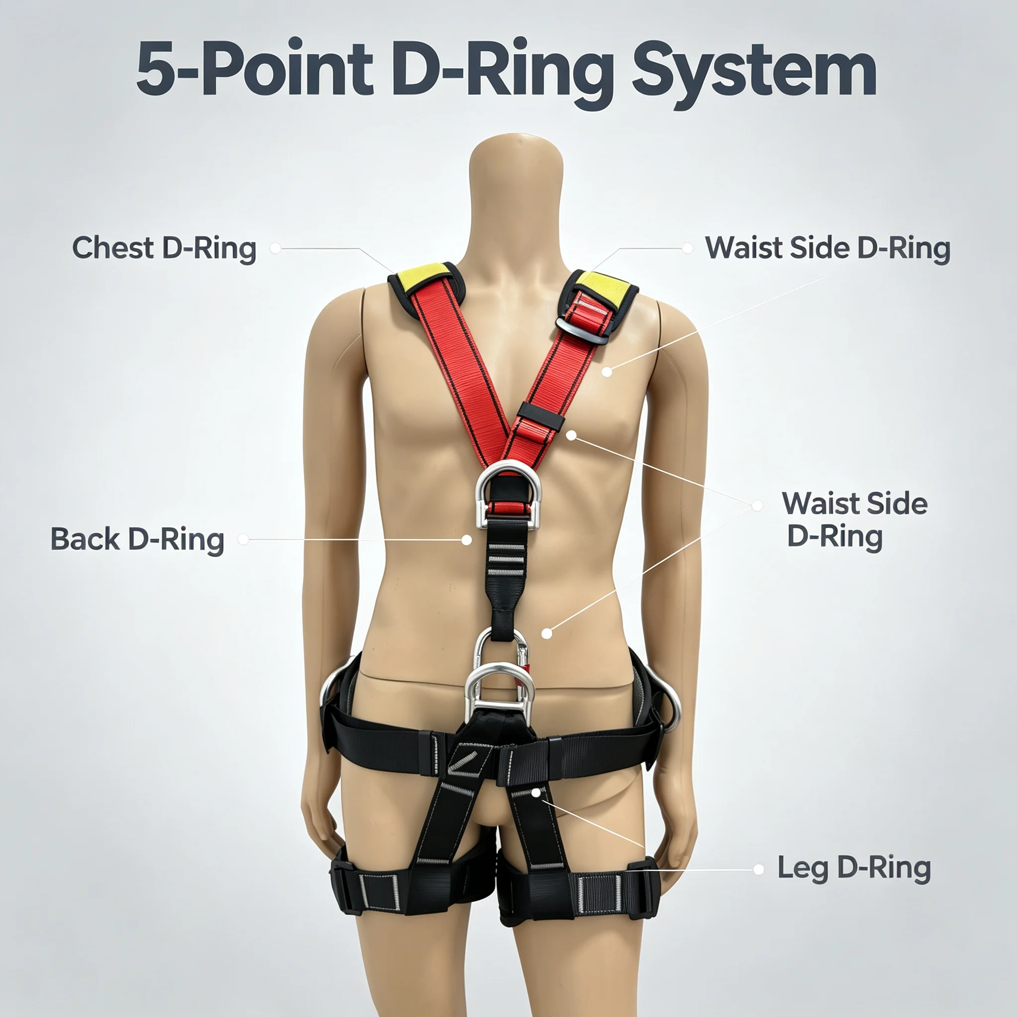 5-Point High Altitude Work Safety Harness  Outdoor Climbing Safety Belt Full Body Mountaineering Construction Rescue Equipment