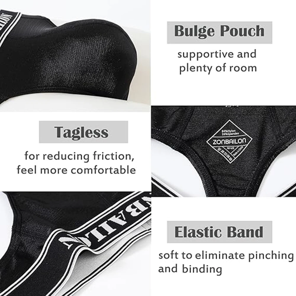 Jinshi Men's Sexy Thongs Underwear Ice Silk Briefs Male G-strings men T-back