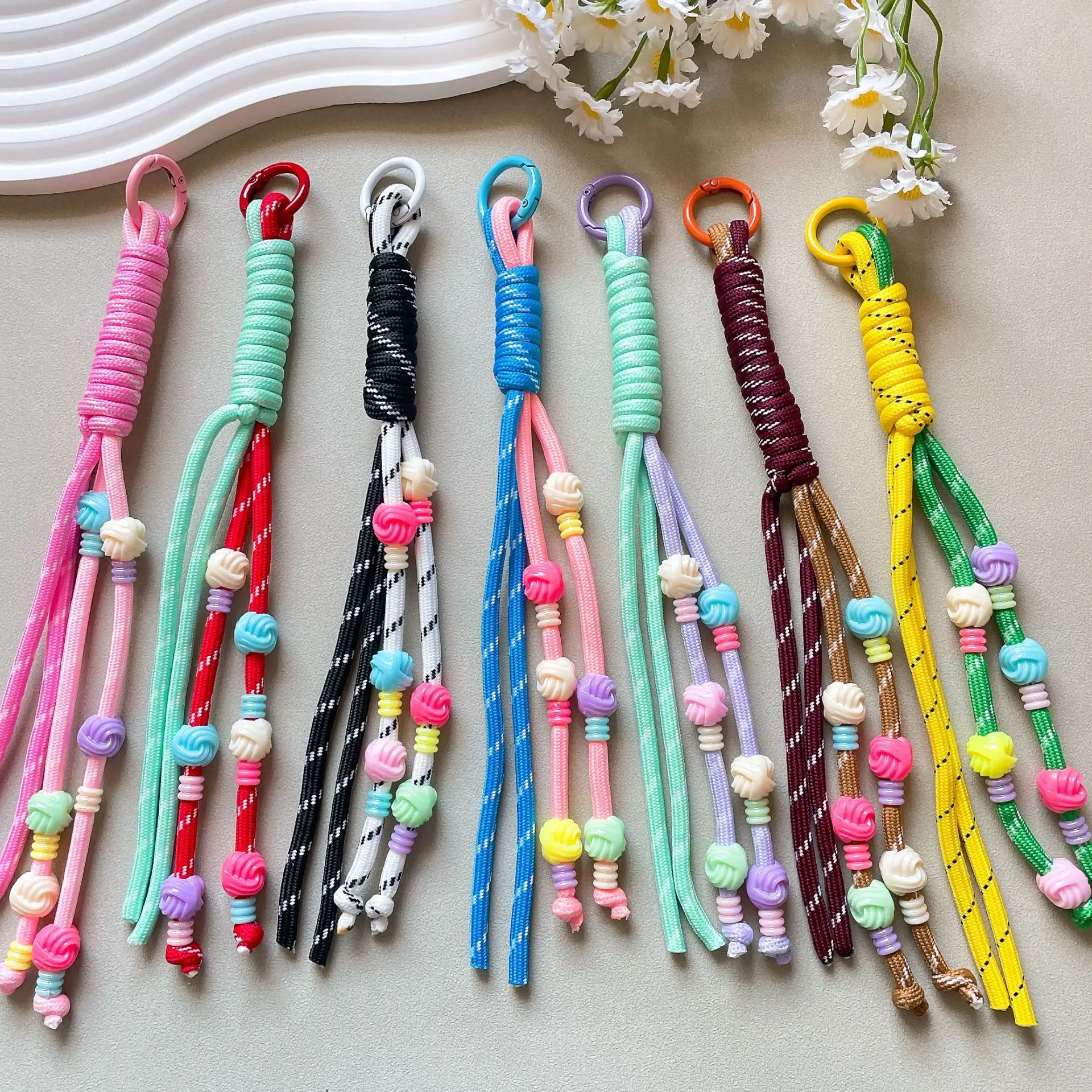 Colorful Candy Color Handwoven Bag Accessories Creative Backpack Mobile Phone Pendant Personalized Key Lanyard Decor Charm Gift