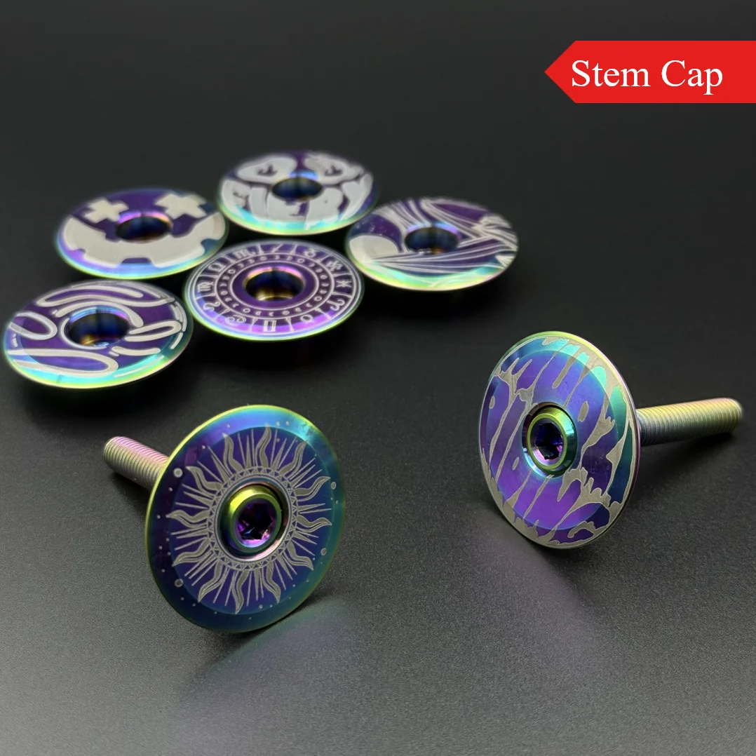 1pc Bicycle Titanium Alloy Stem Cap, Headset Top Cover, With Titanium Alloy Bolt, Suitable for 28.6mm Front Fork, Colorful