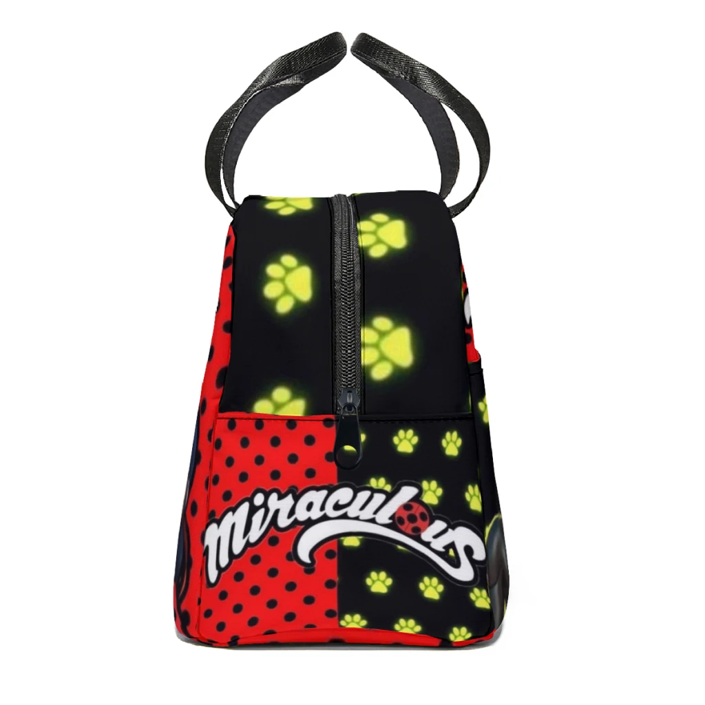 Cartoon-Miraculous-Lady Lunch Bag for School Waterproof Picnic Thermal Cooler Insulated Lunch Box Women Kids Tote Bags