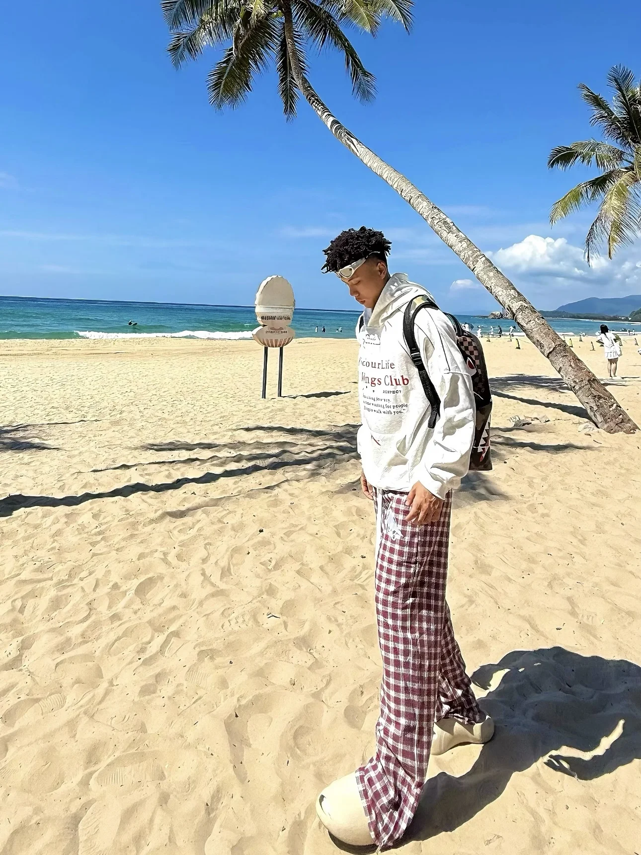 

American Plaid Elastic Waist Wide Leg Casual Pants Men's Versatile Straight Leg Loose Comfortable All Season Loose Fit Trousers