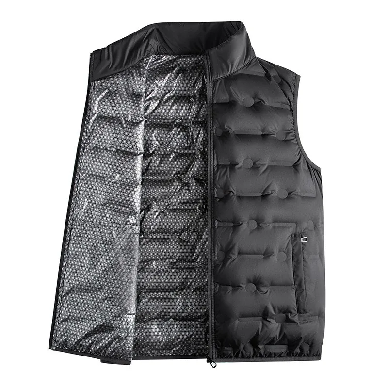 Women's Extra Thick Warm Sporty Down Puffer Vest with Stand Collar Zipper Front Side Pocket Solid Color Lightweight Insulation