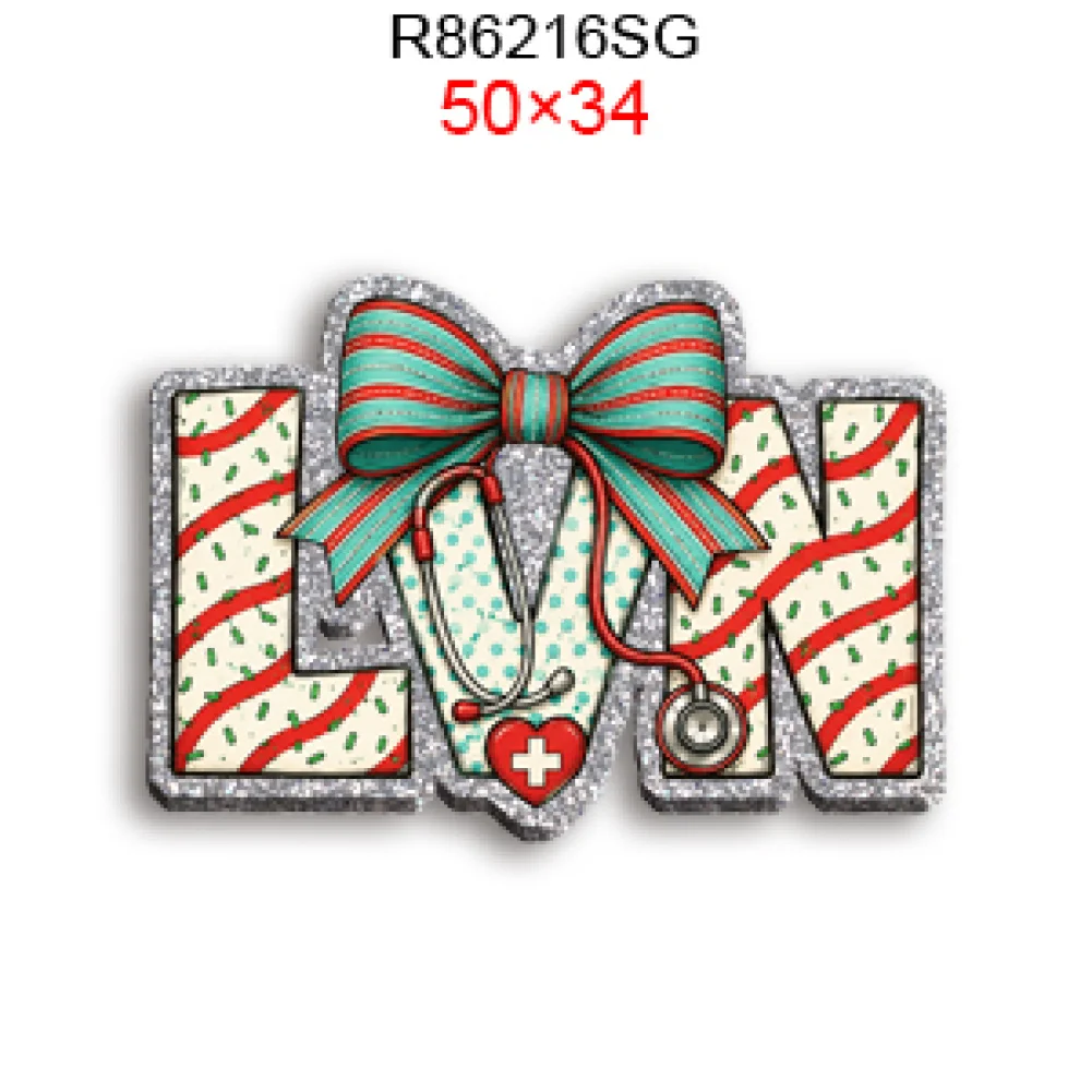 Christmas Medical Care Color Glitter Acrylic Flatback for Christmas Ornament Hanging Pendant Tree Decoration Bracelet Gift DIY