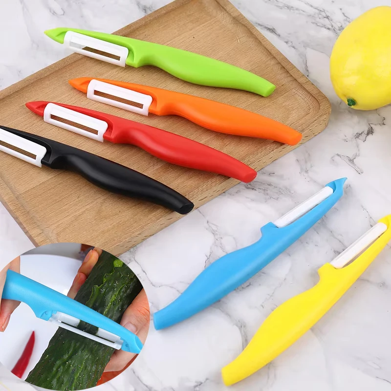 Pelador de frutas y verduras, pelador de melón de cerámica, avión multifuncional de una pieza, pelador de frutas y verduras, herramientas de cocina, 1 ud.