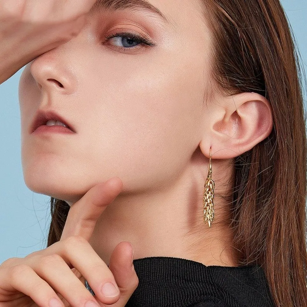 Minimalist Wheat Ear Ear of Wheat Fashion Earrings Golden Copper Earrings of Wheat Ears Personal Statement Jewelry Women