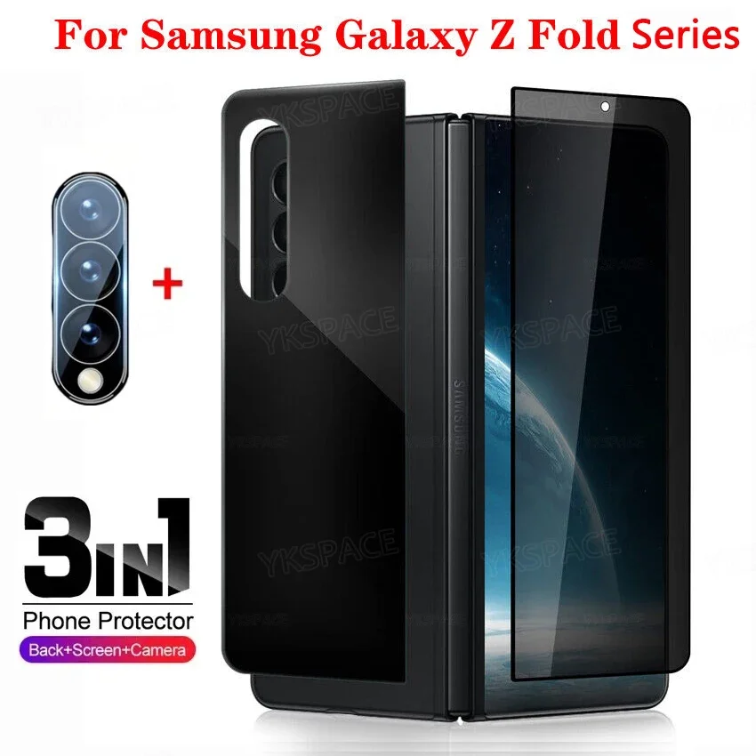 3D Camera Len Front Back Privacy Anti Spy 9H Tempered Glass For Samsung Galaxy Z Fold 6 5 4 3 2 W24 W23 W22 Screen Protector