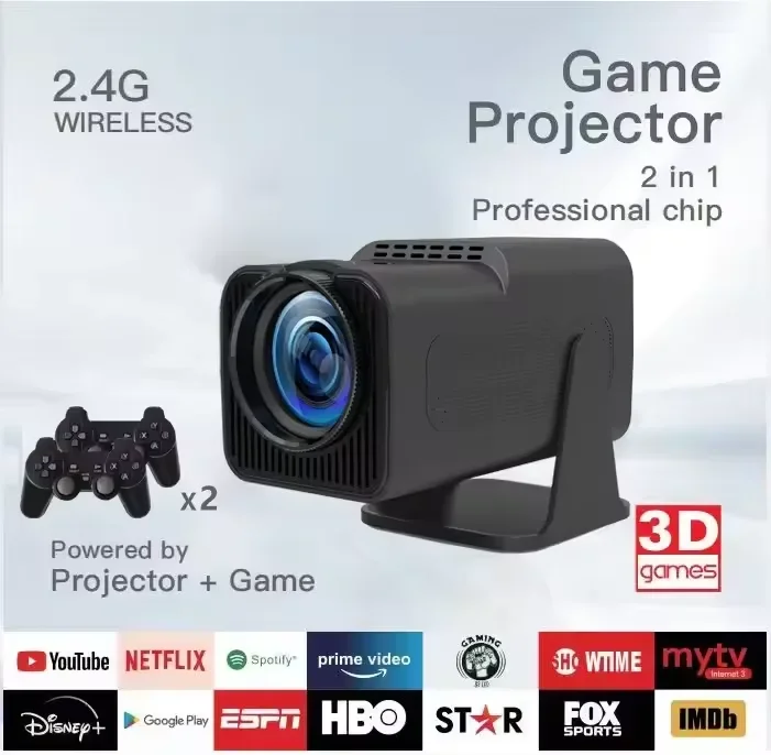 Hochwertiger 400 ANSI-Projektor für Casa mit immersivem Kinoerlebnis, HY320 MAX 180 °   Rotation 1080P 4K Gaming-Projektor