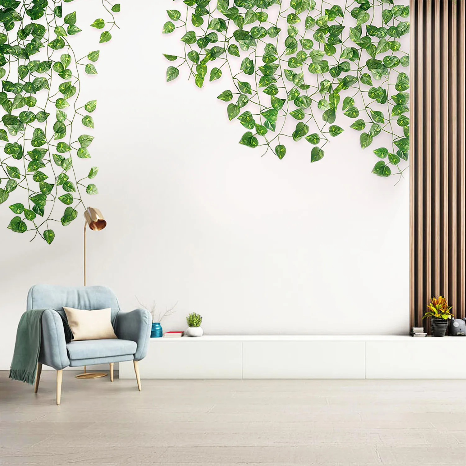 12pcs 200Cm Green Vine Silk Artificial Ivy Hanging Leaf Garland Plant Creeper Leaf Home  Wedding Bathroom Garden Decoration