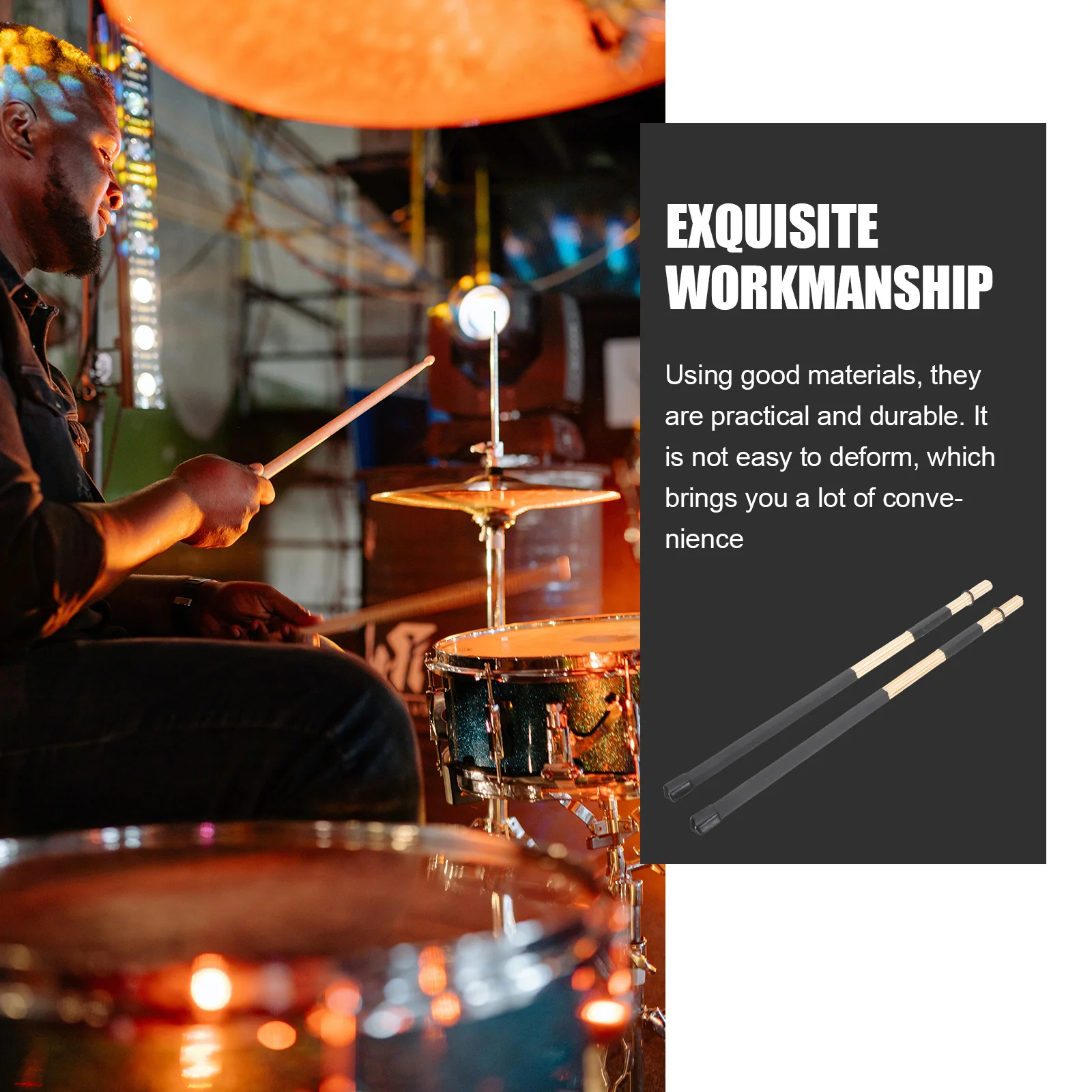 

1 Pair Wood Drum Sticks Smooth Comfortable Professionally Designed Durable Percussion Tools For Performance Music Accessories