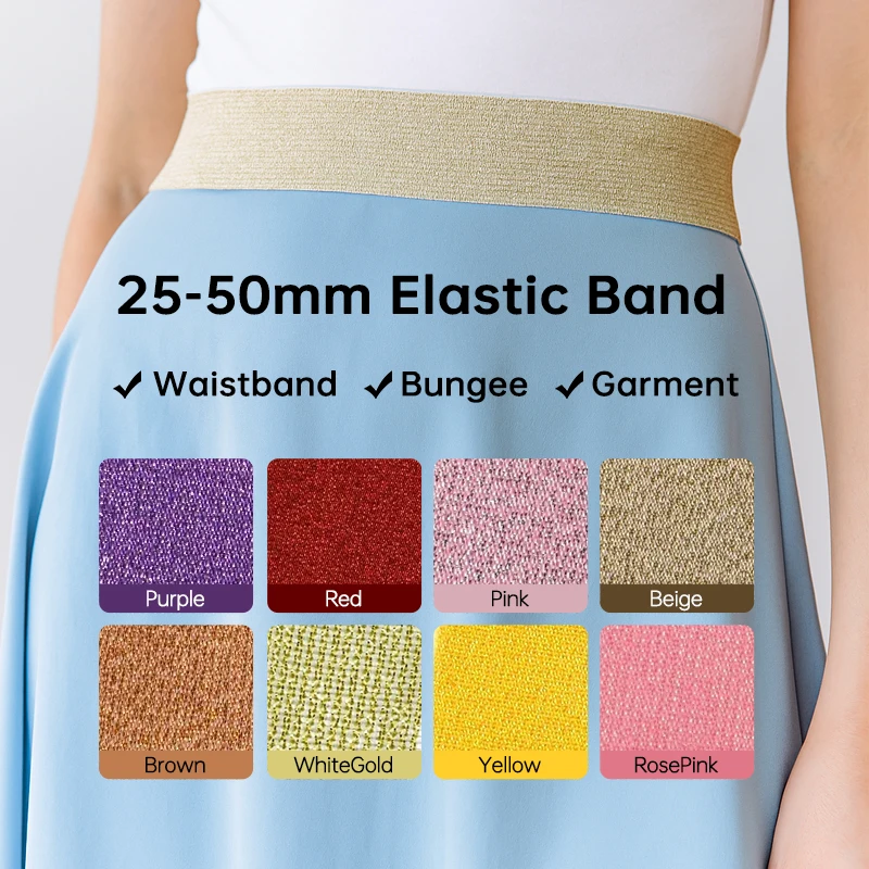 

2/5/10M Nylon Rubber Band for Sewing Elastic Bands 25/30/40/50mm Garment Belt Stretch Webbing Tape Pants Ribbon Strap Trimmings