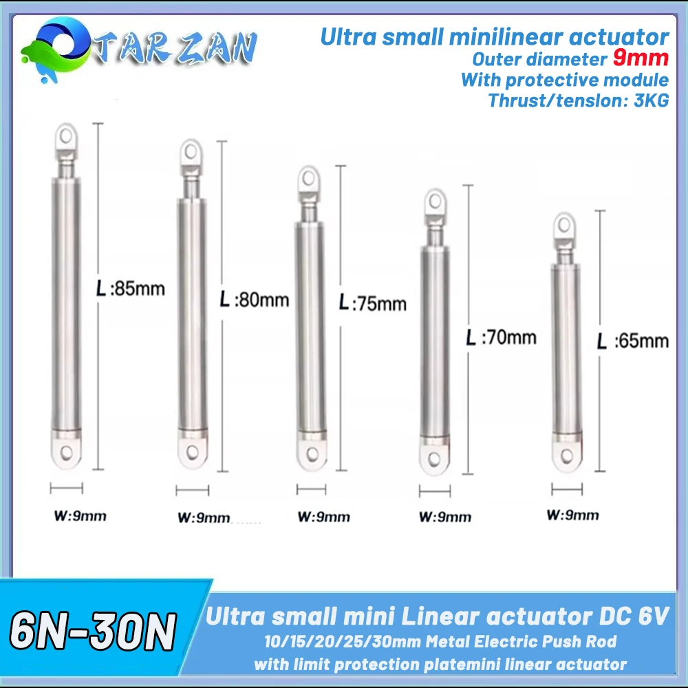 9mm Small Tube Linear Actuator Retractable Pen Type 10/20/30mm Metal Electric Push Rod 5V Max Load 3kg For RC Truck Car Boat Toy