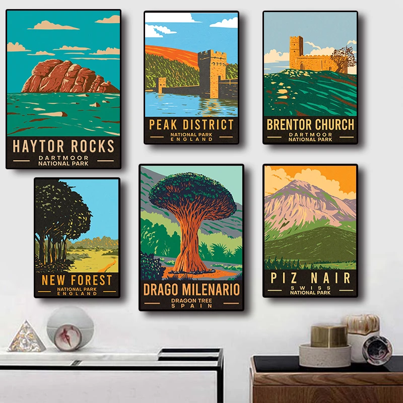 Uk Europe National Parks Landscape Travel Peak District Wall Art Home Decor Picture for Living Room Canvas Print Poster Picture