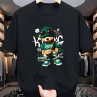 2025 Summer New Men's T-shirt Casual and fashionable geometric bear pattern printed men's T-shirt