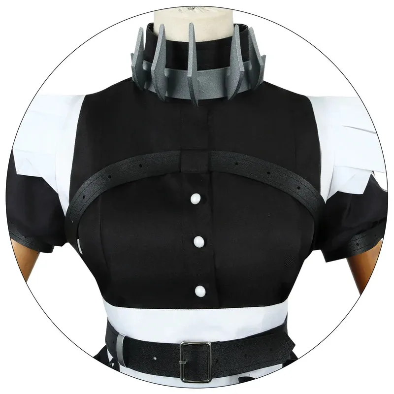 Ellen Joe-Disfraz de Cosplay Zenless Zone Zero, vestido de sirvienta, uniforme negro, accesorio de cola, conjunto completo, traje de fiesta de Halloween para mujer
