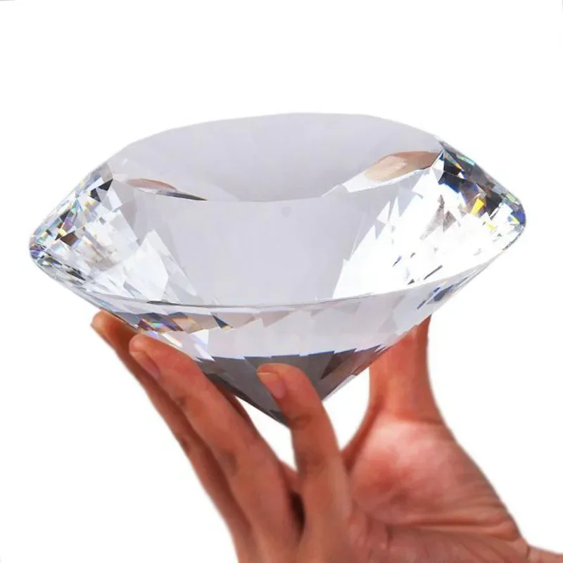 Huge Crystal Faceted Diamond Paperweight Quartz Rhinestone Crafts Home Wedding Decor Ornaments Figurine Glass Miniature Gift