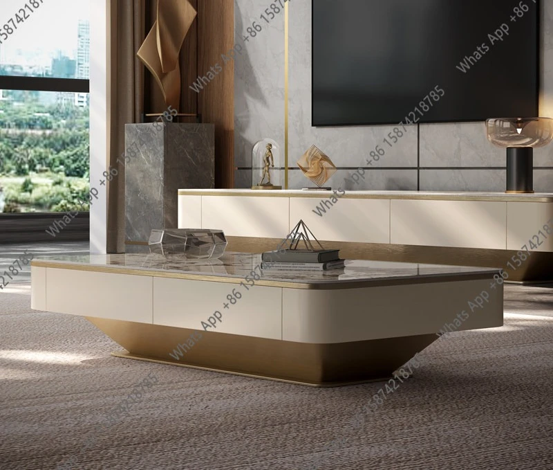 

Light luxury rock slab coffee table designer simple modern large and small apartment home living room floor