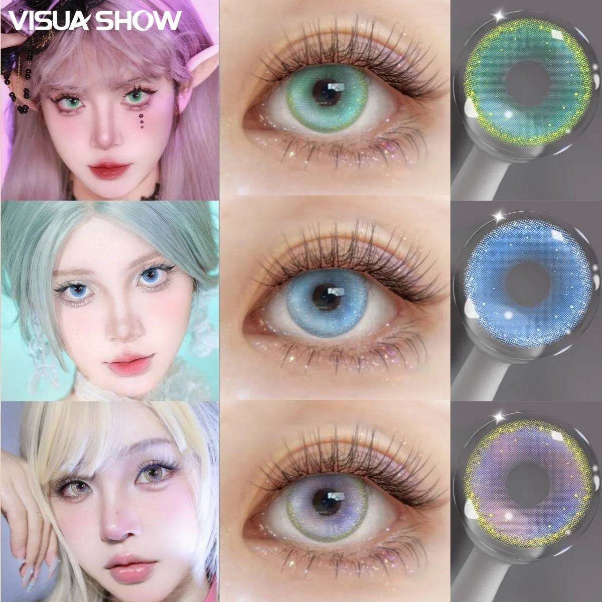 VISUASHOW Lovejoy Cosplay Blaue Farbige Kontaktlinsen für Kleine Pupillen, 6 Monate Einweg-Weichlinsen für Augen-Make-up – Detail 1