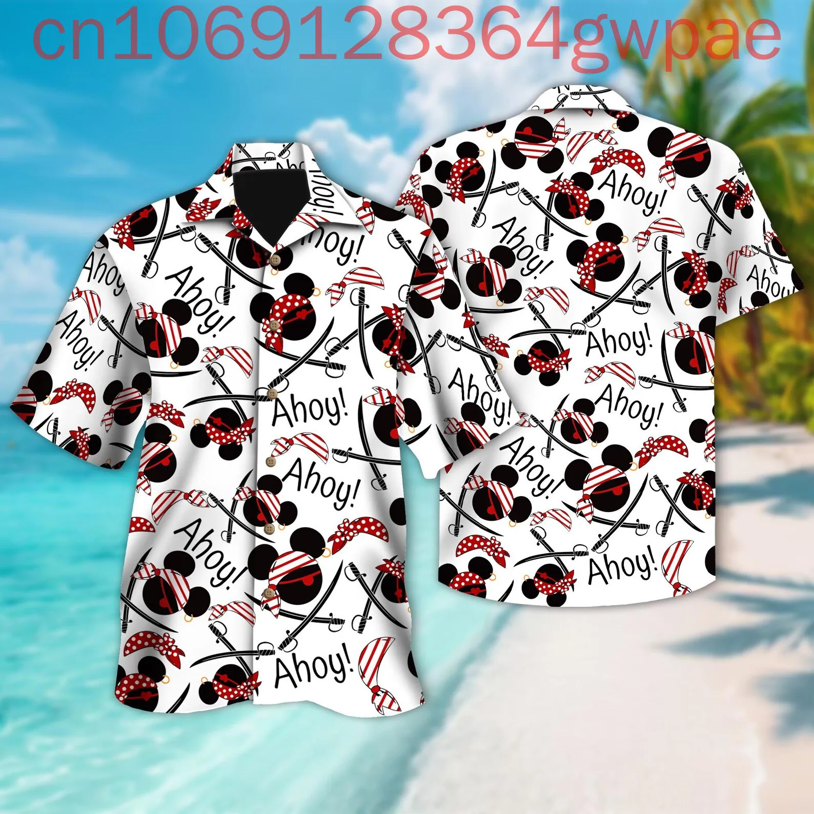 Disney Mickey Cruise Pirate Stampa 3D Camicie hawaiane Camicie da spiaggia a maniche corte casual estive da donna da uomo Camicie con bottoni alla moda